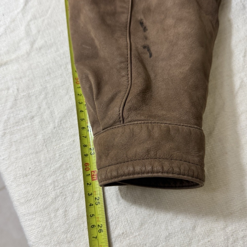 VTG True Breed Men's Distressed Brown Leather Retro Bomber Jacket Size L Aviator - Picture 10 of 14